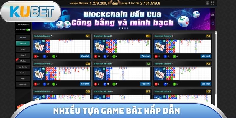 Nhiều tựa game bài hấp dẫn